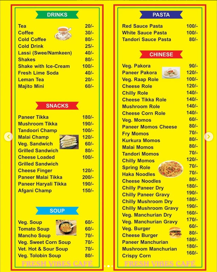 Fresh Vibes Cafe - Drinks, Snacks, Soup, Chinese, Pasta